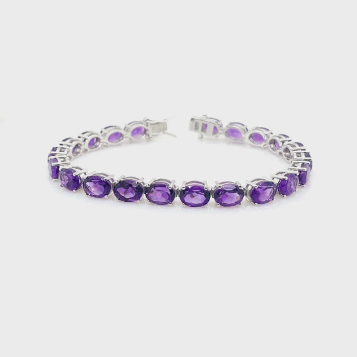 26.41 Cts African Amethyst Tennis Bracelet in 925 Sterling Silver