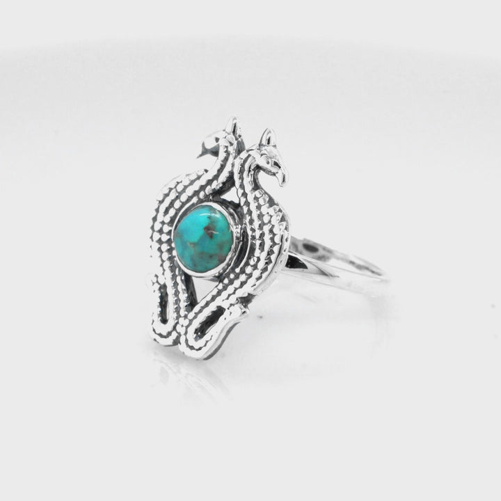 1.00 Cts Turquoise Ring in 925