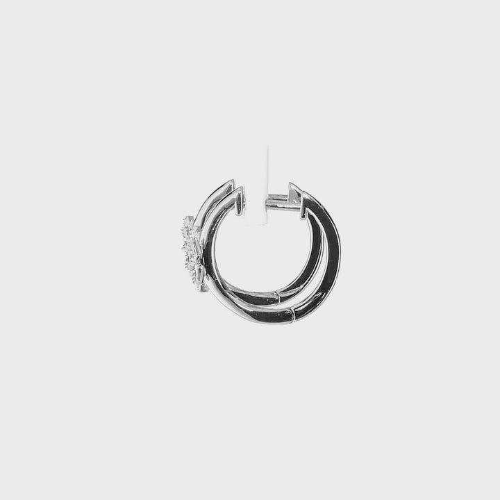 0.06 Cts White Diamond Hoop Earring in 14K White Gold