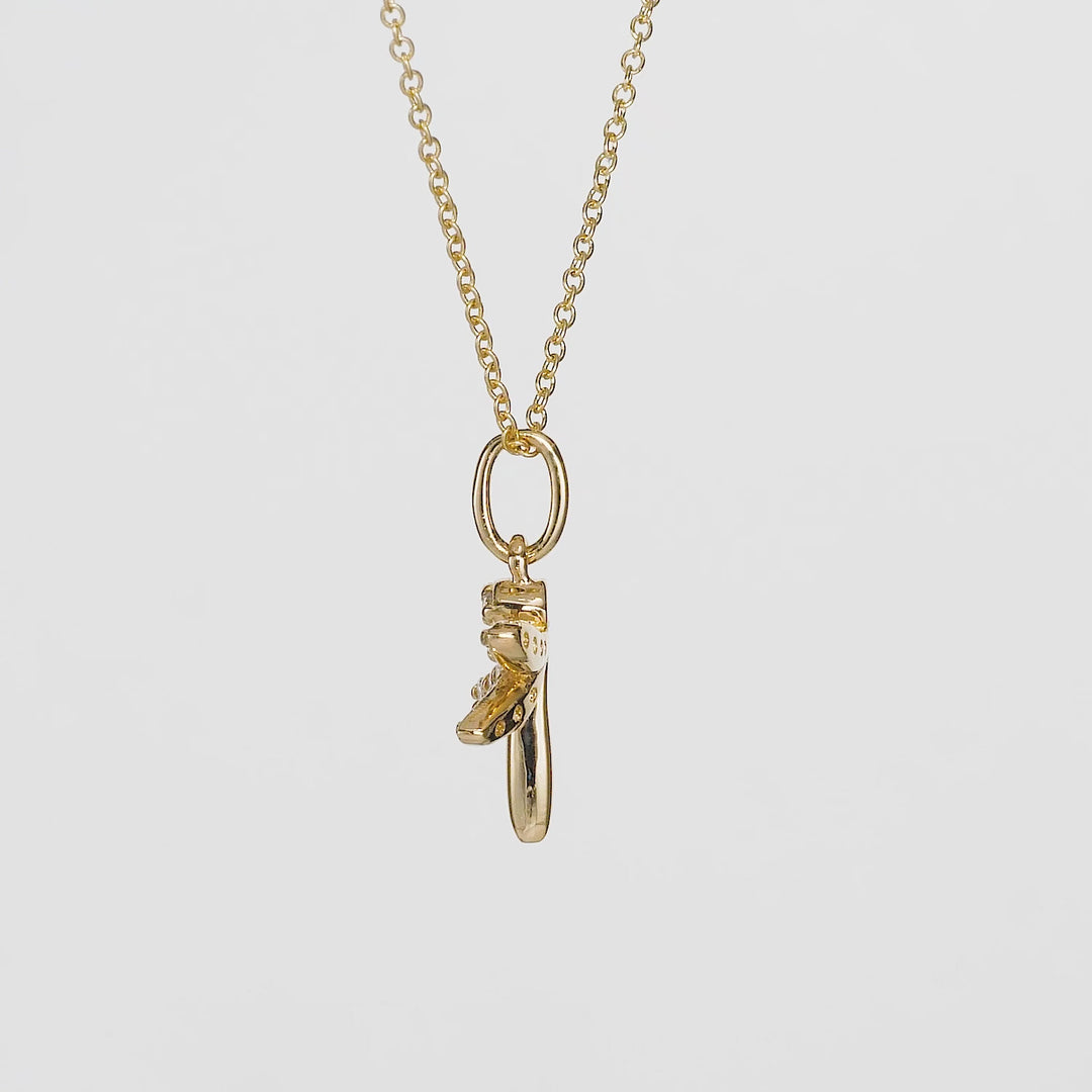 0.11 Cts White Diamond DRAGONFLY Pendant in 14K Yellow Gold