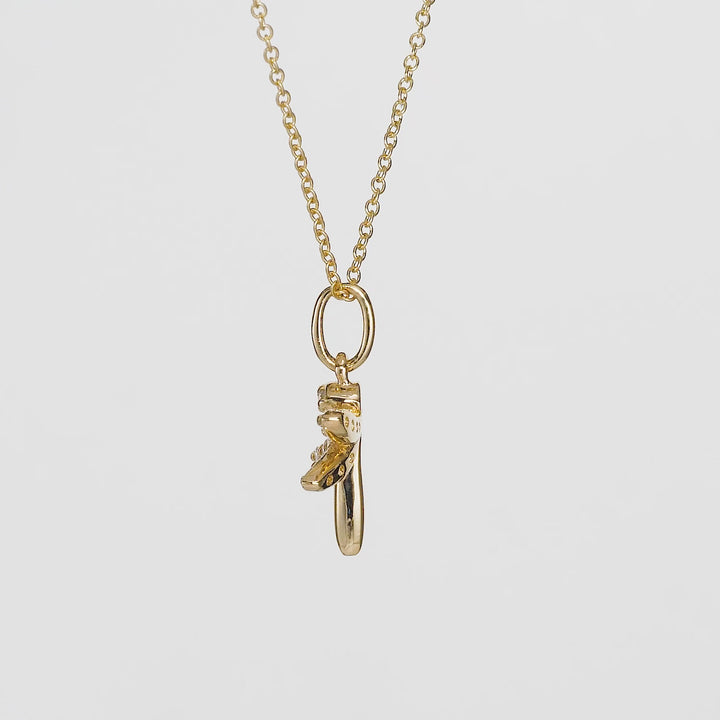 0.11 Cts White Diamond DRAGONFLY Pendant in 14K Yellow Gold