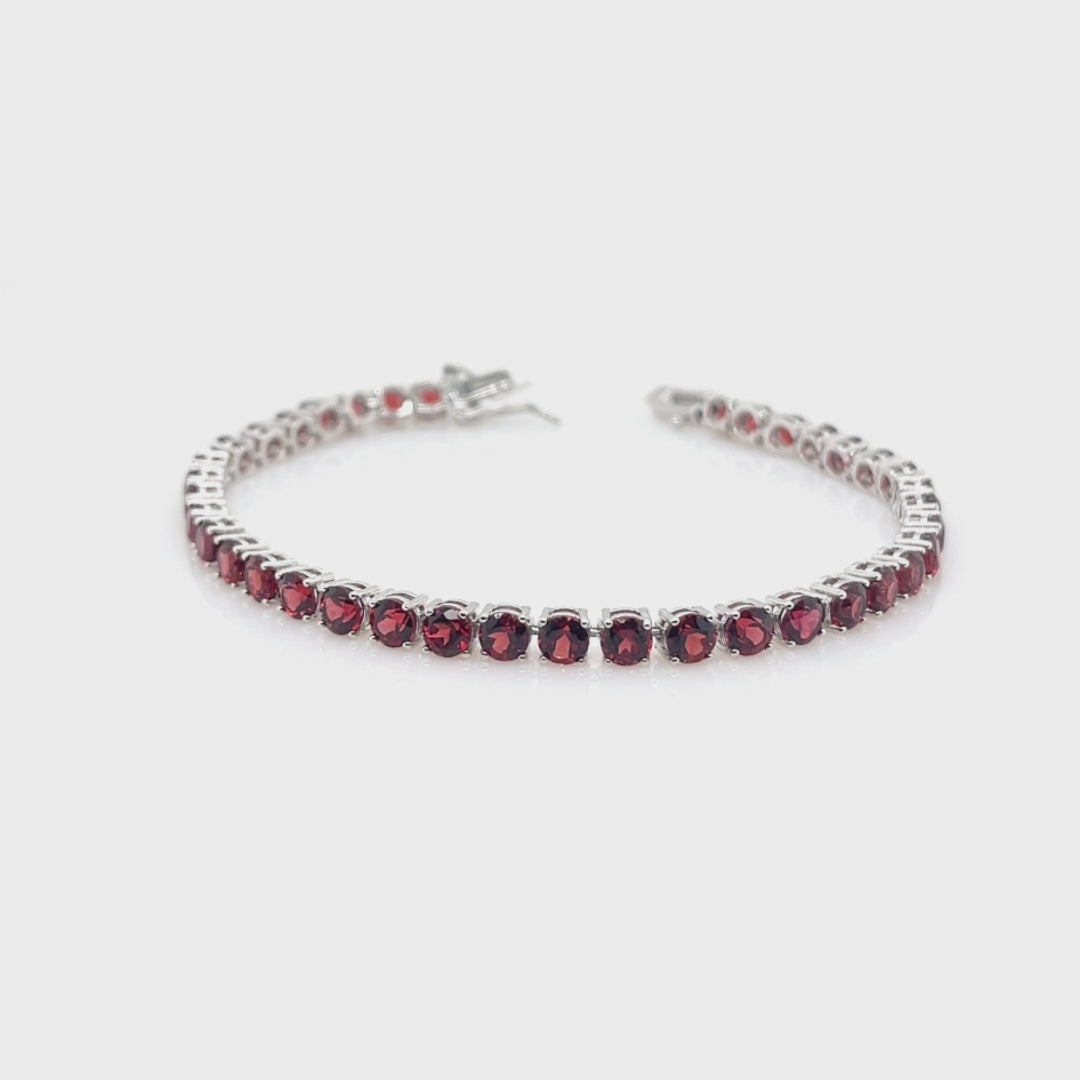 14.02 Cts Garnet Tennis Bracelet in 925 Sterling Silver