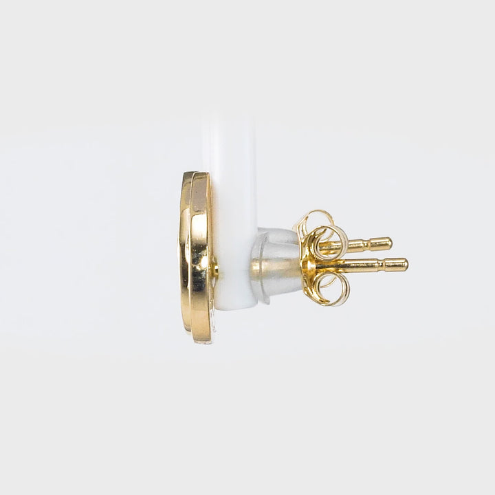 0.32 Cts White Diamond LADYBUG Earring in 14K Yellow Gold