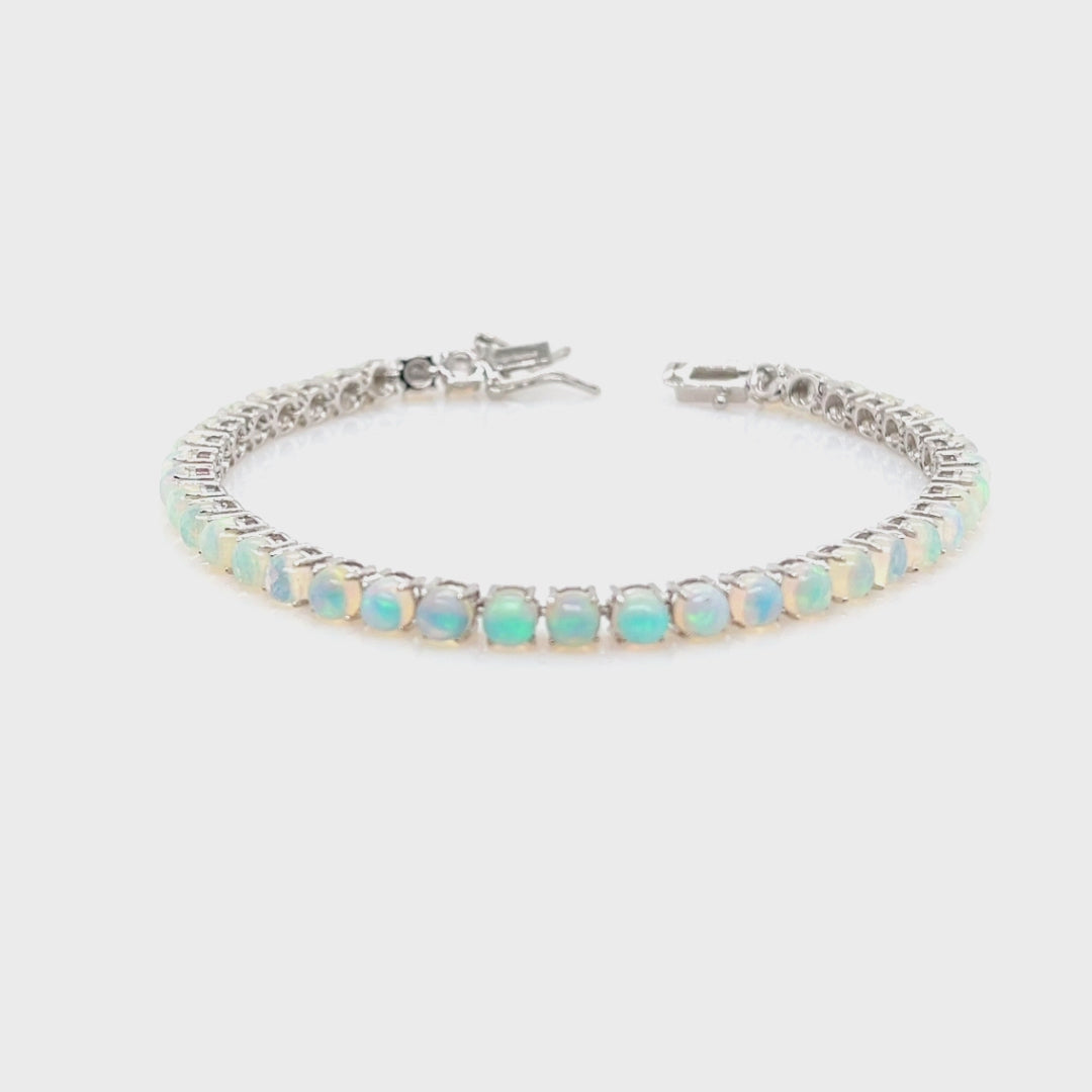 8.36 Cts White Opal Tennis Bracelet in 925 Sterling Silver