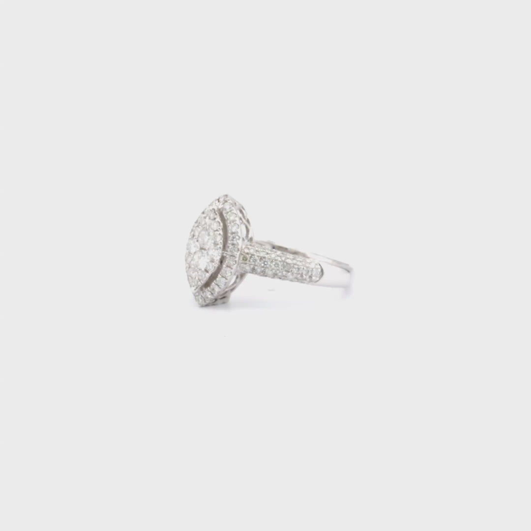 0.97 Cts White Diamond Ring in 18K White Gold