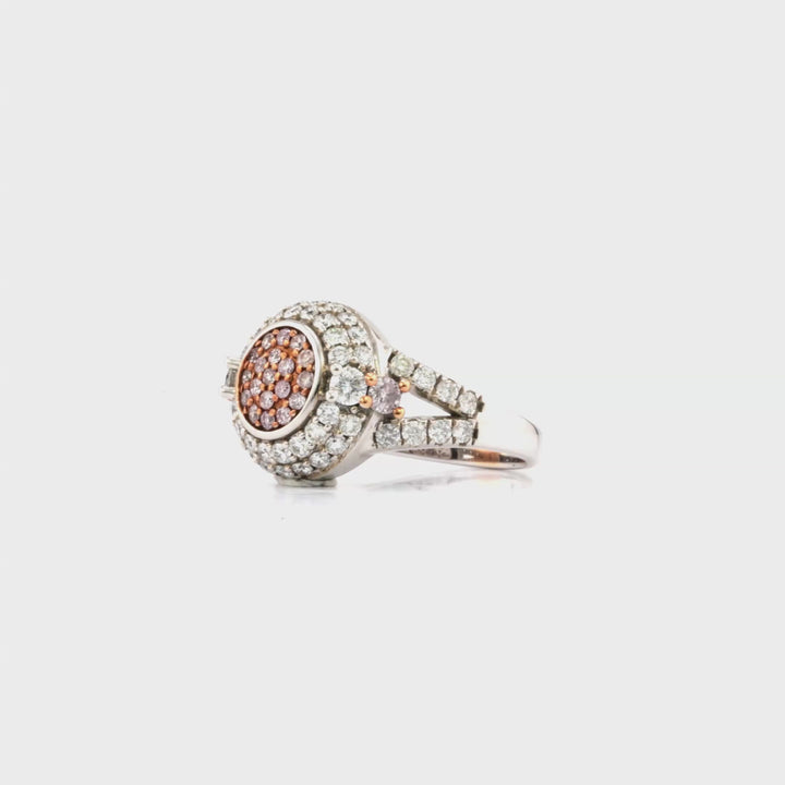 0.32 Cts Pink Diamond and White Diamond Ring in 14K Two Tone