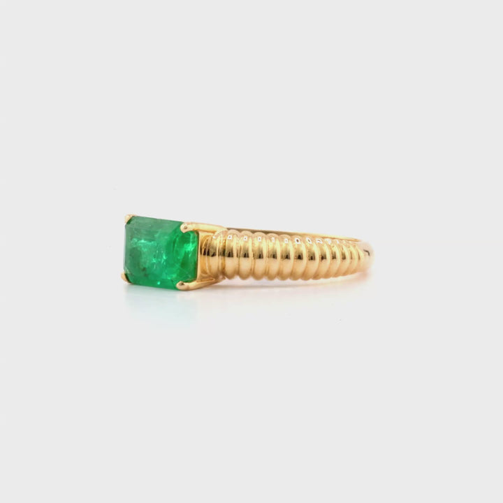 1.43 Cts Emerald Ring in 14K Yellow Gold