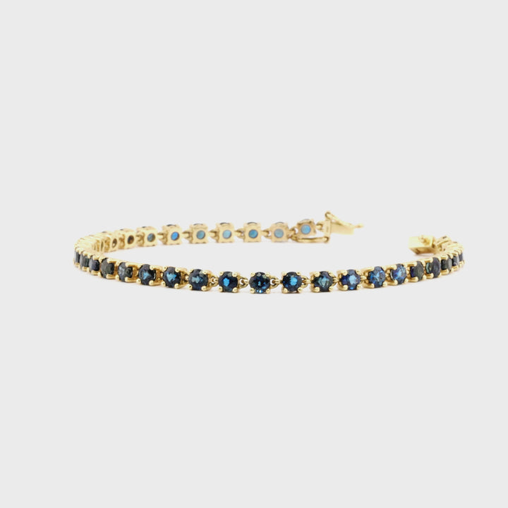 7.62 Cts Blue Sapphire Bracelet in 14K Yellow Gold