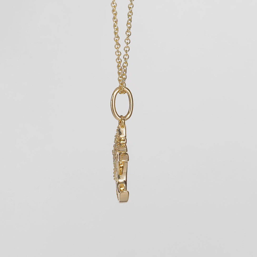 0.09 Cts White Diamond MOON STARS Pendant in 14K Yellow Gold