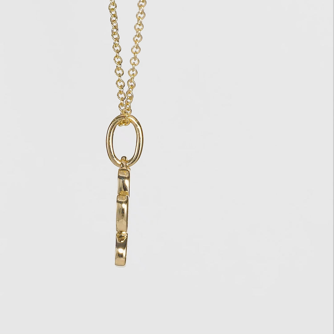 0.17 Cts White Diamond PAW Pendant in 14K Yellow Gold