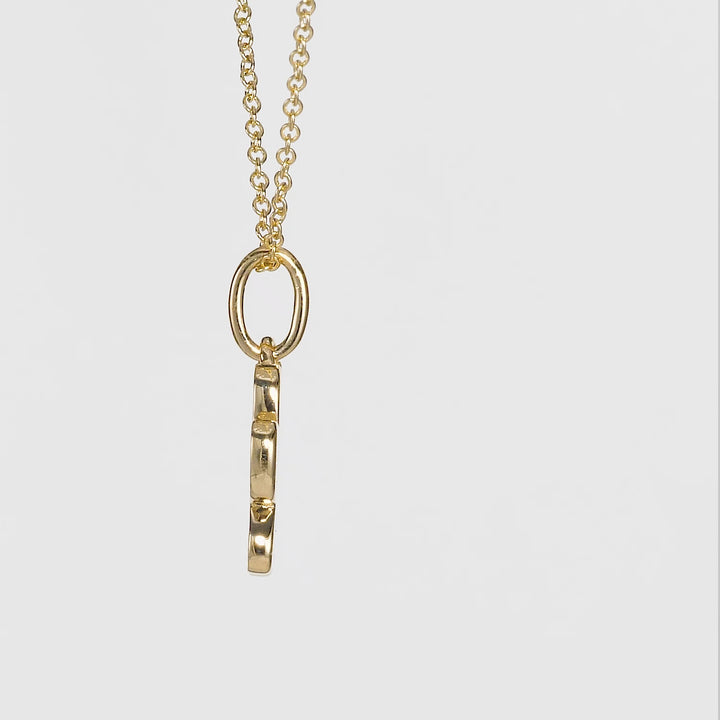 0.17 Cts White Diamond PAW Pendant in 14K Yellow Gold