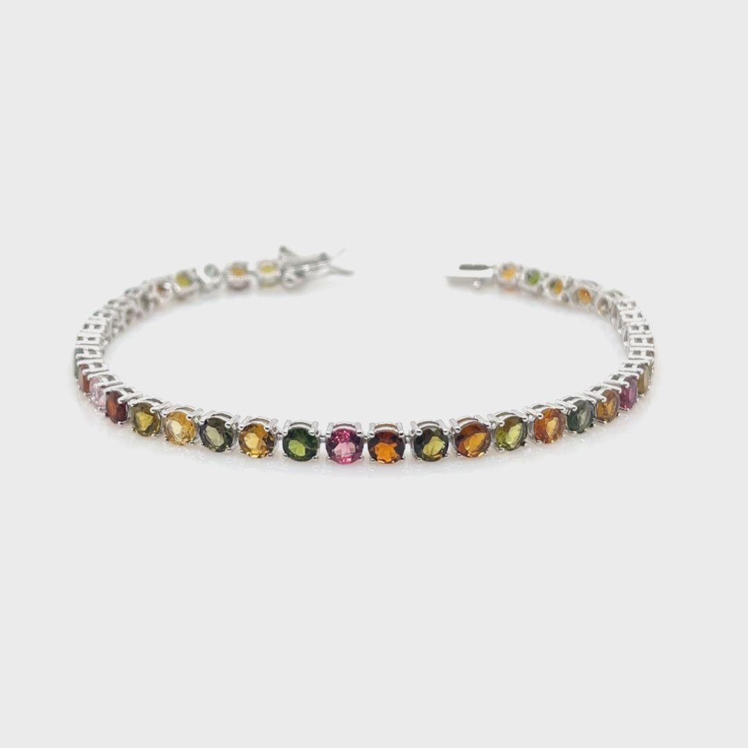 9.53 Cts Tourmaline Tennis Bracelet in 925 Sterling Silver