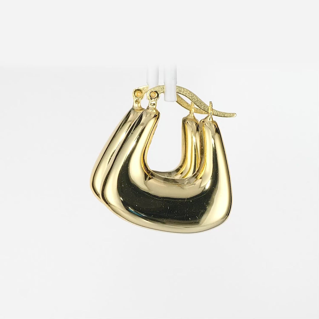 Yellow Gold Plated U-Hoop Earring in 925 Sterling Silver