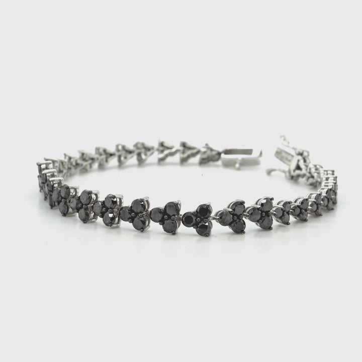 5.92 Cts Black Diamond Bracelet in 925 Two Tone