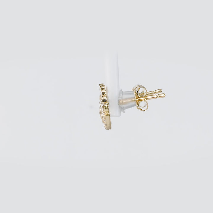 0.30 Cts White Diamond EYE Earring in 14K Yellow Gold
