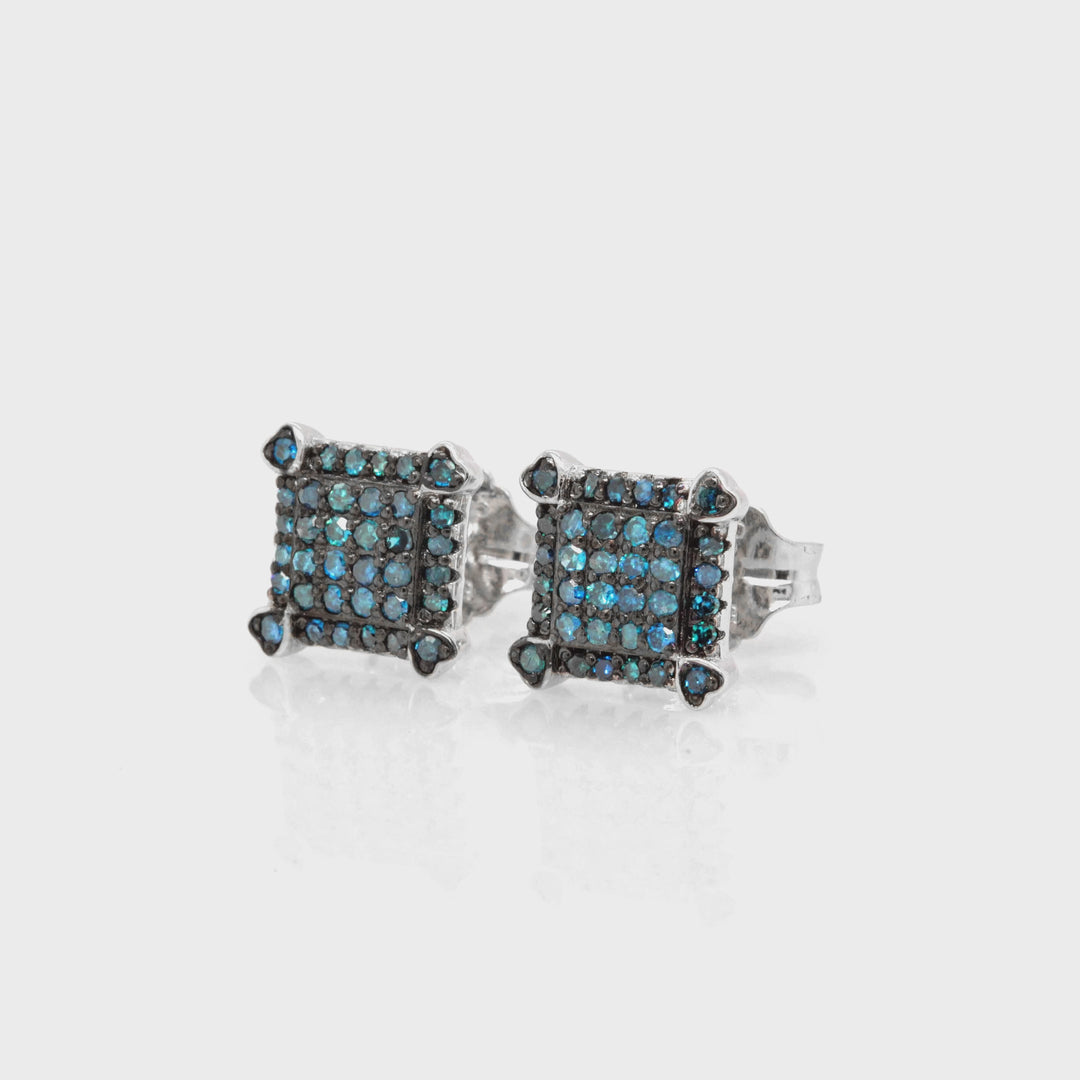 0.52 Cts Blue Diamond Earring in 925 Two Tone