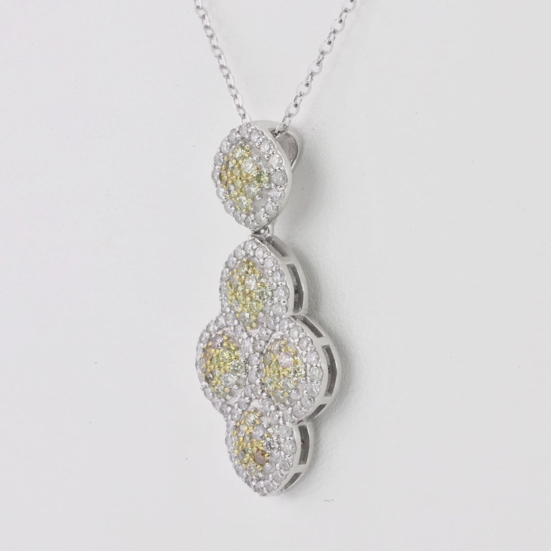 0.49 Cts Multi Color Diamond and White Diamond Pendant in 14K Two Tone