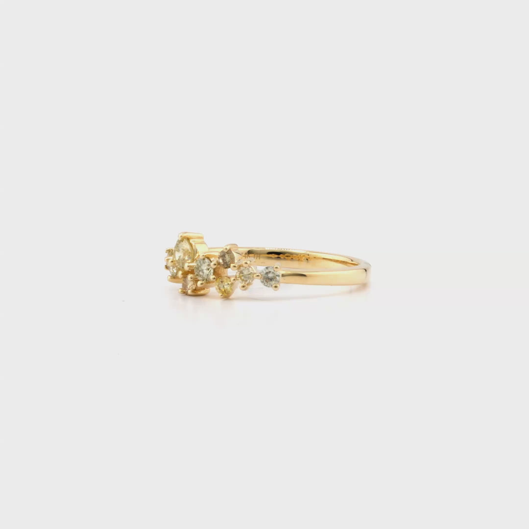 0.48 Cts Multi Color Diamond Ring in 14K Yellow Gold