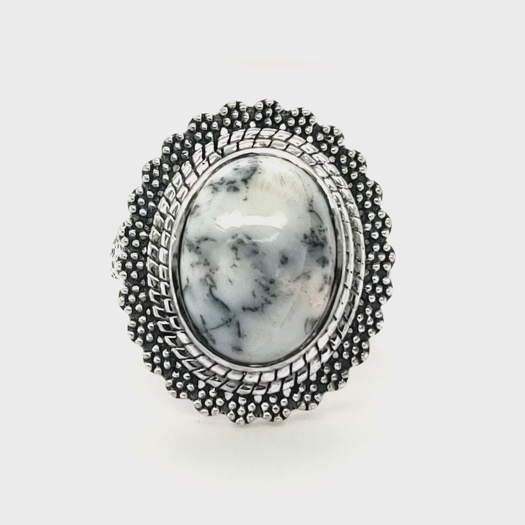 5.30 Cts Dendric Opal Ring in 925