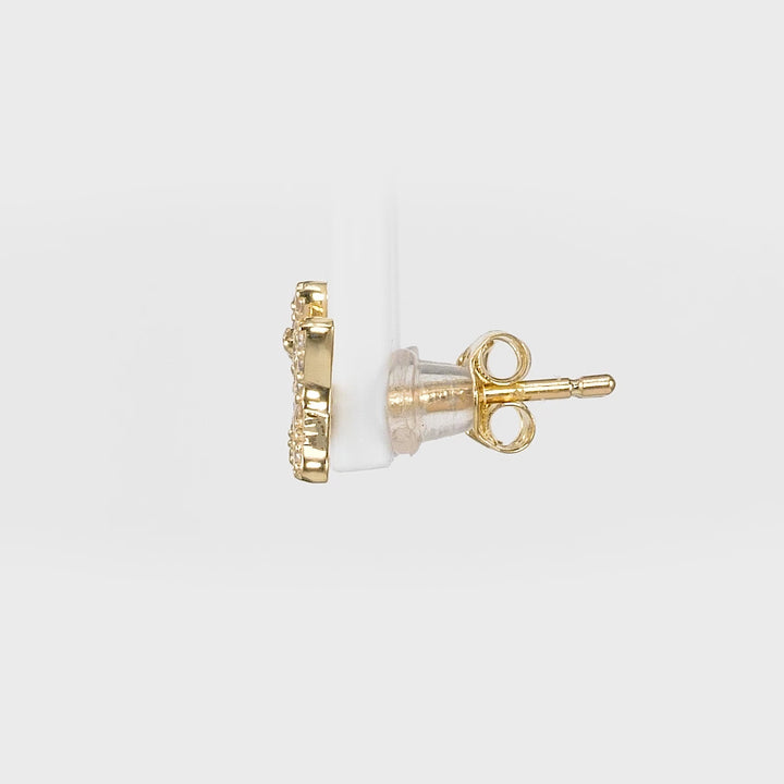 0.19 Cts White Diamond BALLOON DOG Earring in 14K Yellow Gold