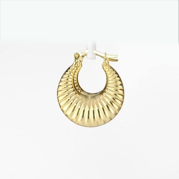 Yellow Gold Plated Creole Hoop Earring in 925 Silver