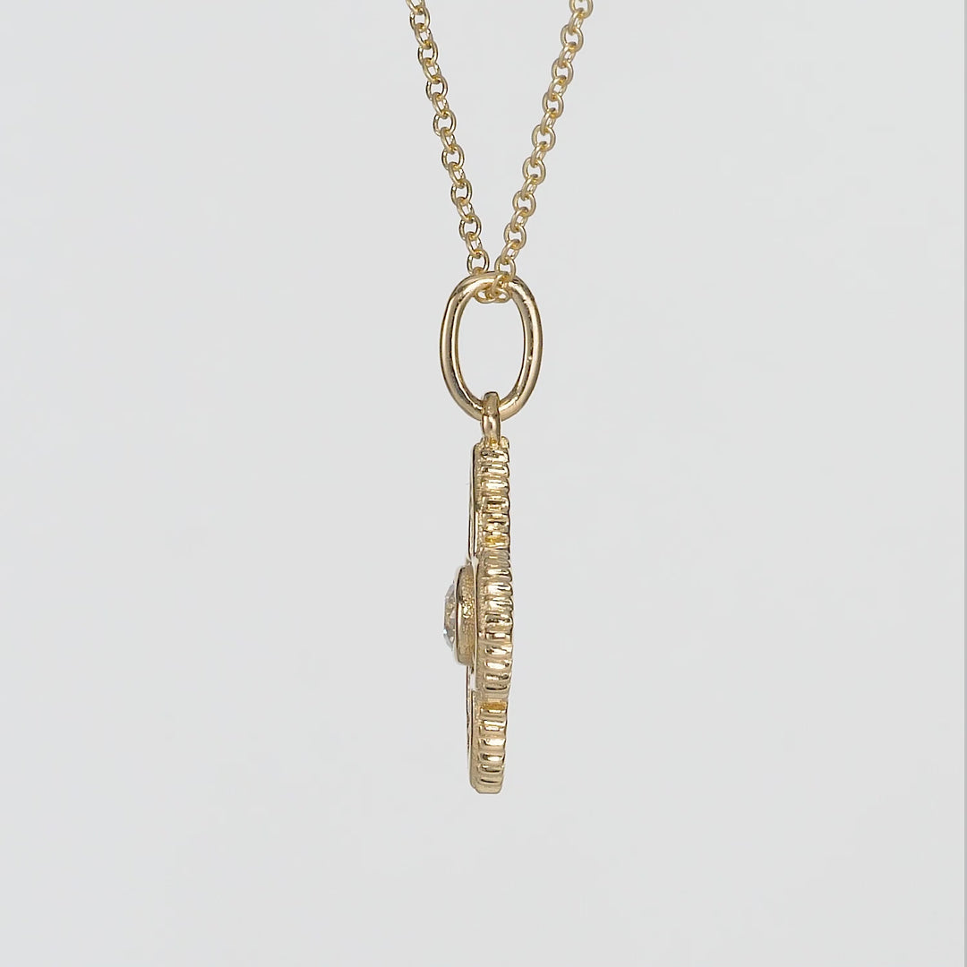 0.22 Cts White Diamond FLOWER Pendant in 14K Yellow Gold