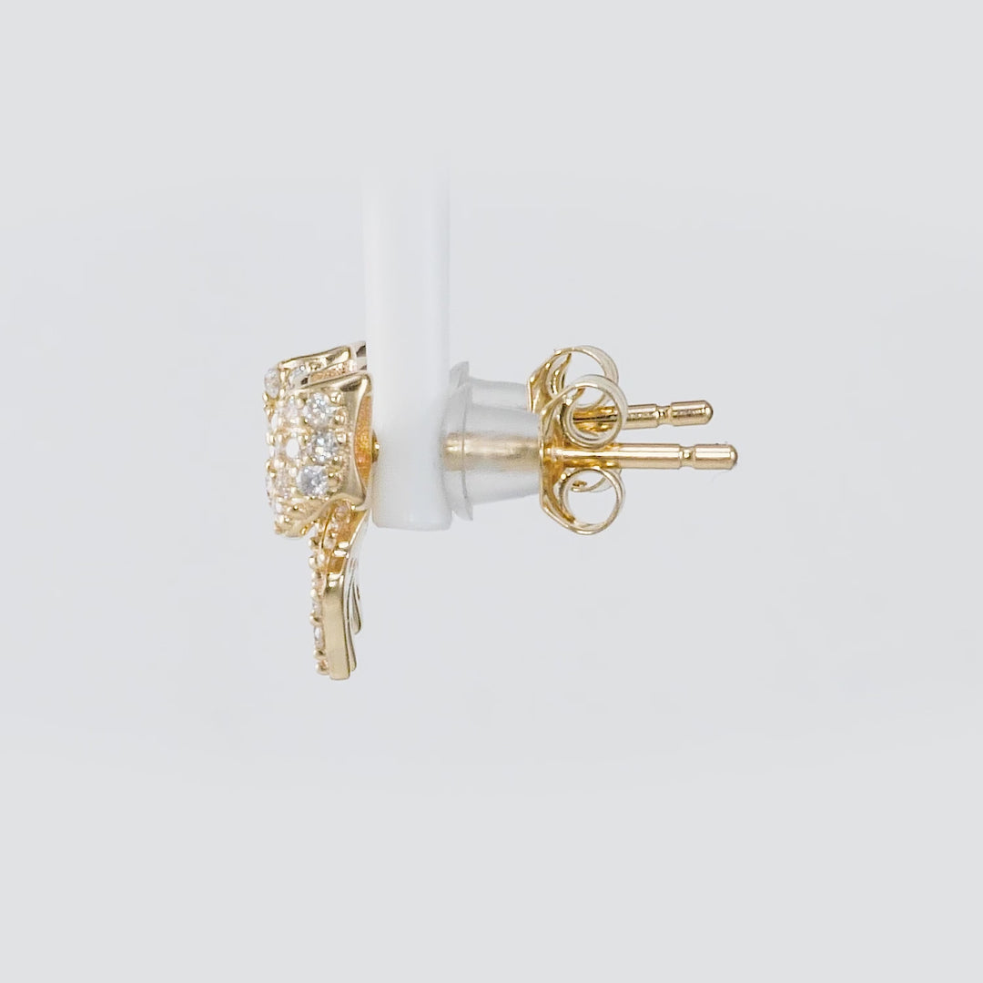 0.40 Cts White Diamond BOW Earring in 14K Yellow Gold