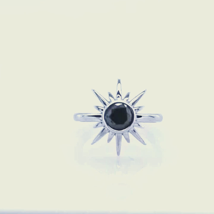 1.06 Cts Black Diamond Solitaire Ring in 925 Sterling Silver