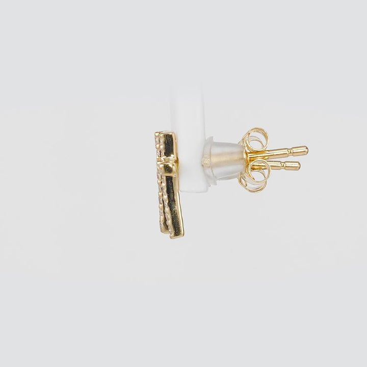 0.10 Cts White Diamond Earring in 14K Yellow Gold
