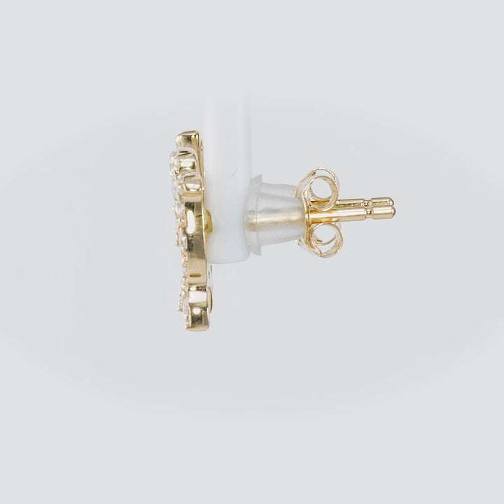 0.26 Cts White Diamond FISH Earring in 14K Yellow Gold