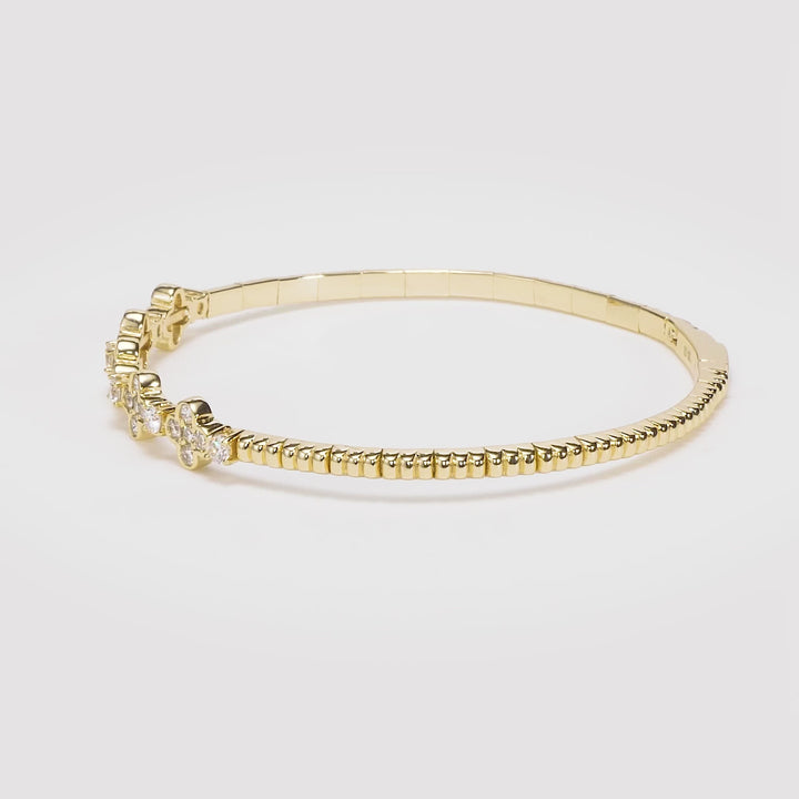 1.46 Cts Lab Grown Diamond Flex Bracelet in 925 Yellow Gold Plated