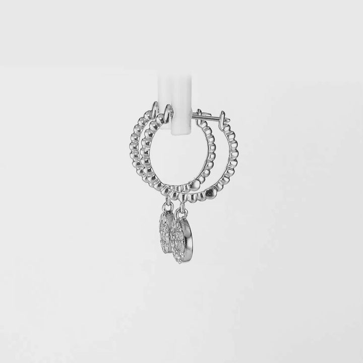 0.17 Cts White Diamond Dangle Earring in 14K White Gold