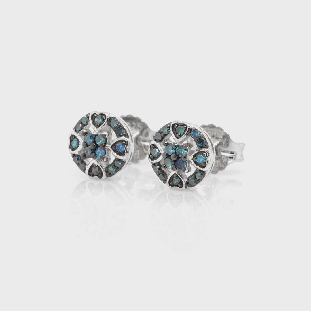 0.38 Cts Blue Diamond Earring in 925 Two Tone