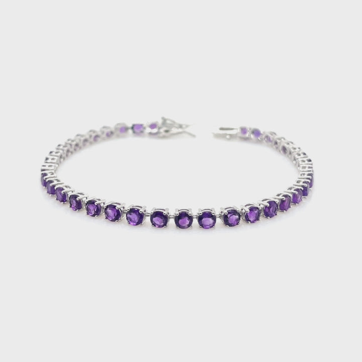 8.72 Cts African Amethyst Tennis Bracelet in 925 Sterling Silver