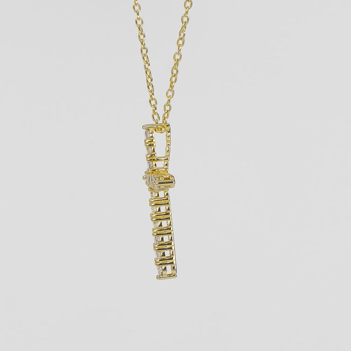0.55 Cts Lab Grown Diamond Cross Pendant in 925 Yellow Gold Plated