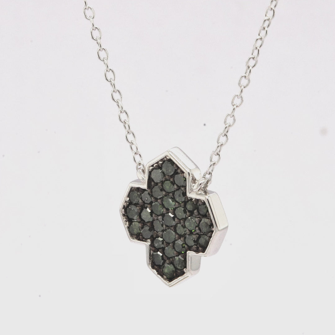 0.64 Cts Green Diamond Necklace in 925 Two Tone