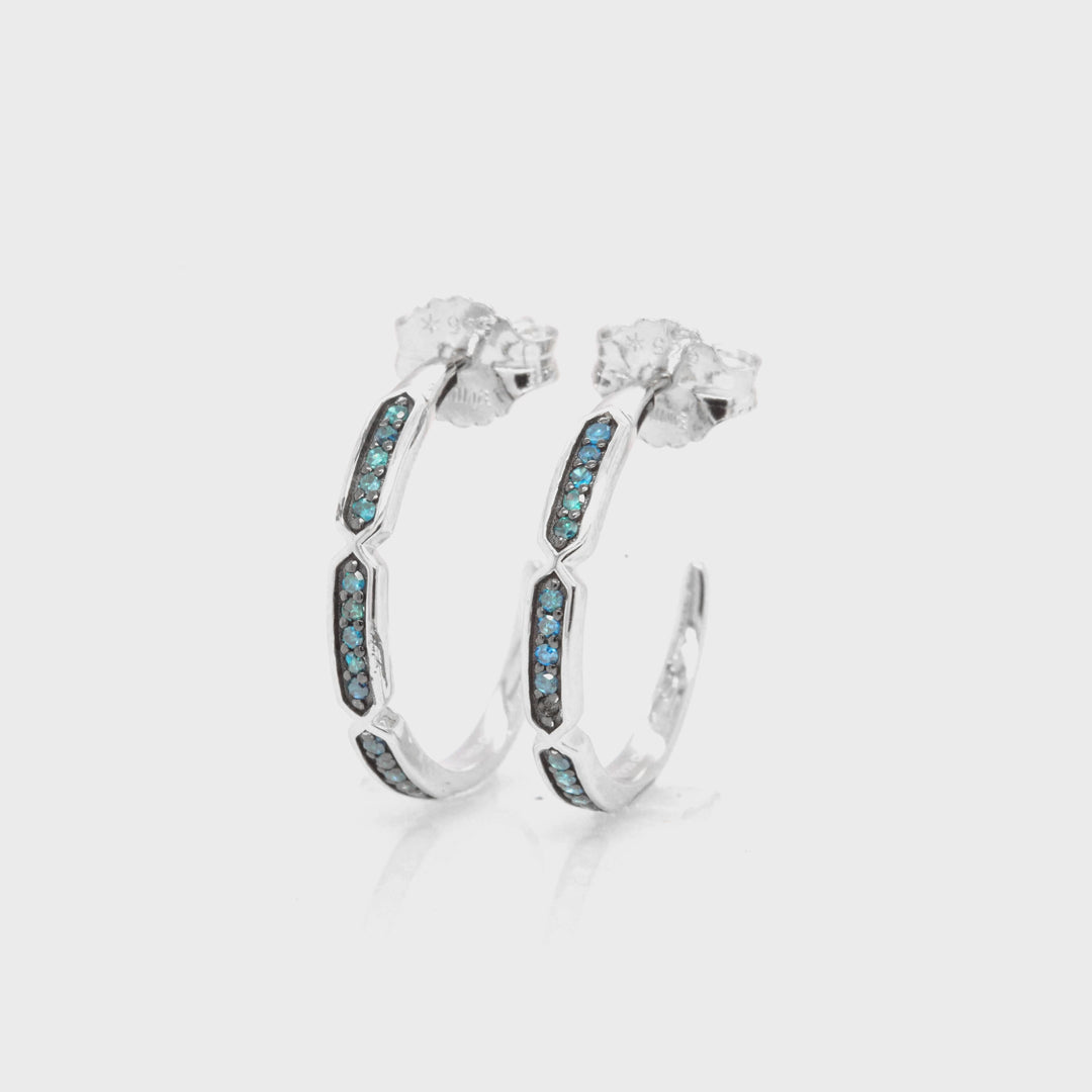 0.26 Cts Blue Diamond Earring in 925 Two Tone