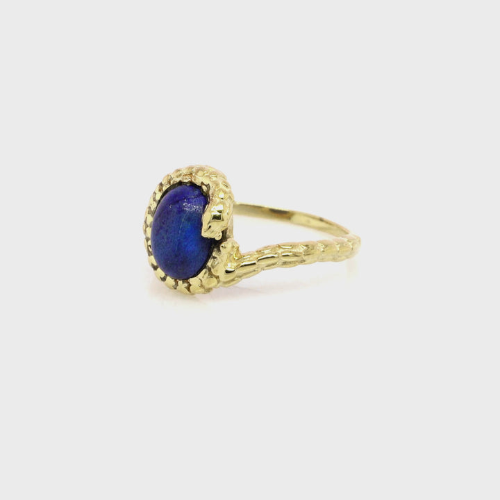 1.50 Cts Lapis Lazuli Ring in 925 Yellow Gold Plated
