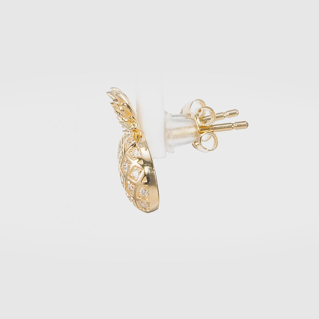0.16 Cts White Diamond Earring in 14K Yellow Gold