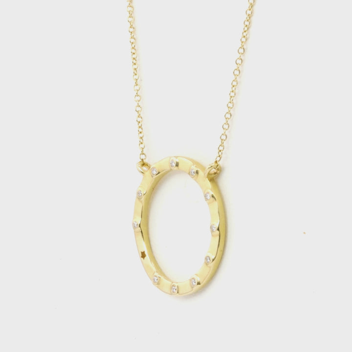 0.04 Cts White Diamond Necklace in 14K Yellow Gold