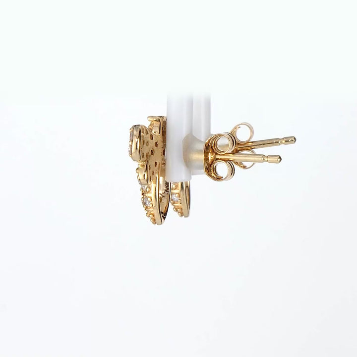 0.32 Cts White Diamond Bee Stud Earring in 14K Yellow Gold