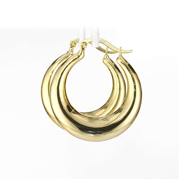 Yellow Gold Plated Round Hoop Earring in 925 Silver