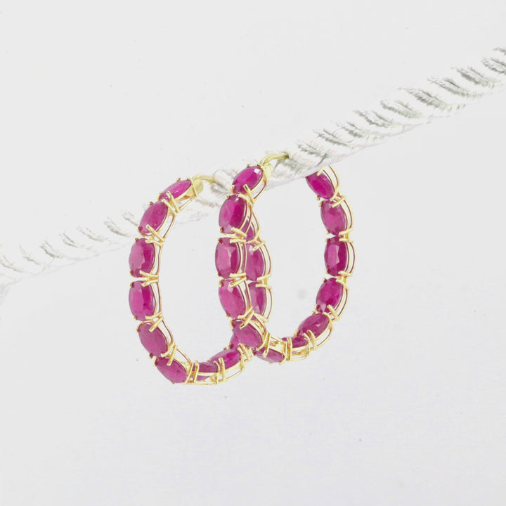 15.2 Cts Ruby Earring in 14K Yellow Gold