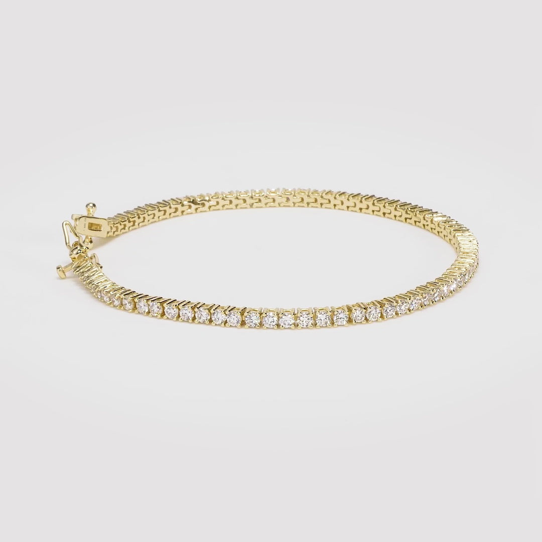 3.66 Cts Lab Grown Diamond Tennis Bracelet in 925 Yellow Gold Plated