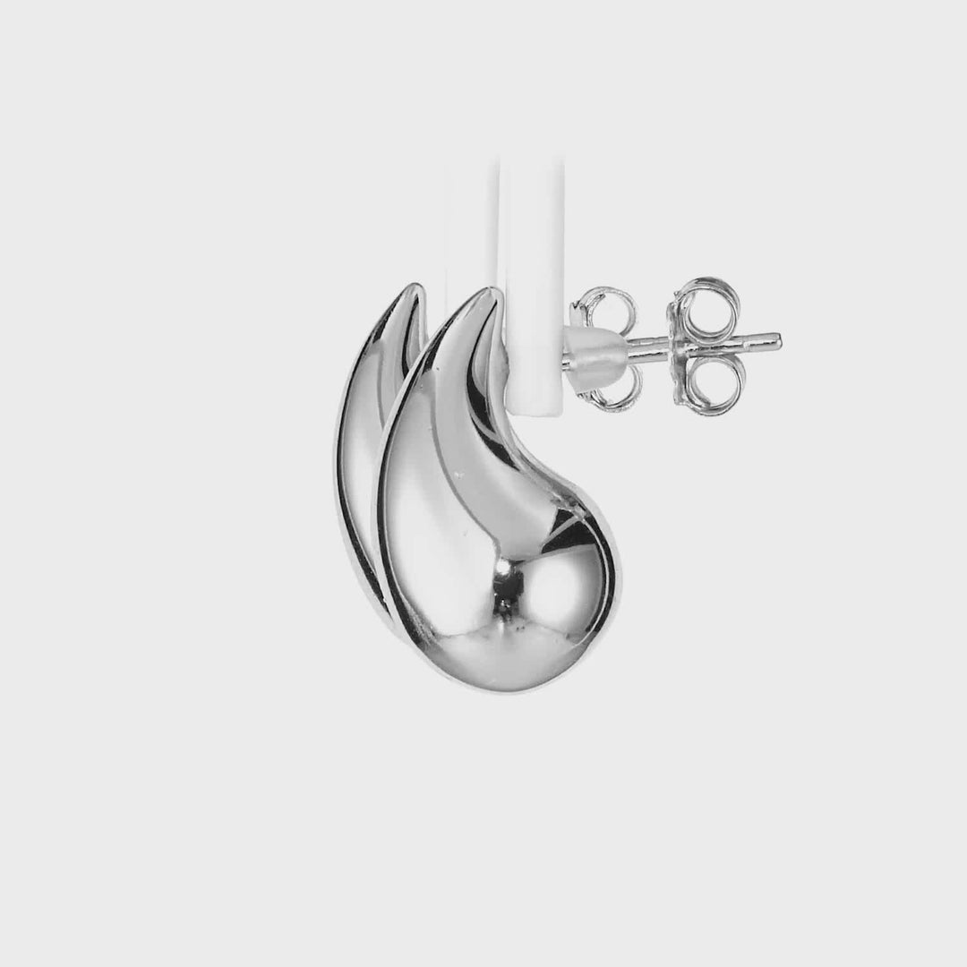 White Rhodium Plated Drop Earring in 925 Sterling Silver