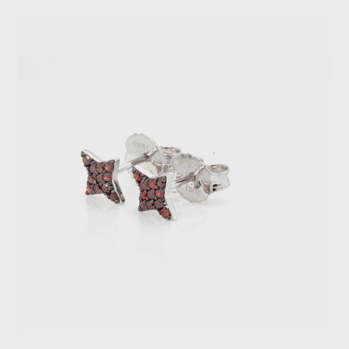 0.26 Cts Red Diamond Earring in 925 Two Tone