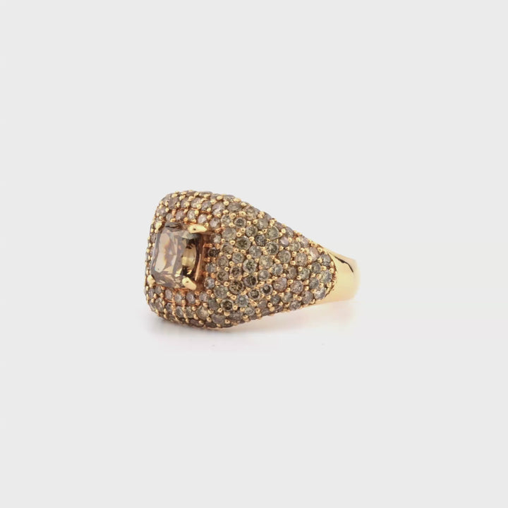1.61 Cts Brown Diamond and Brown Diamond Ring in 14K Yellow Gold