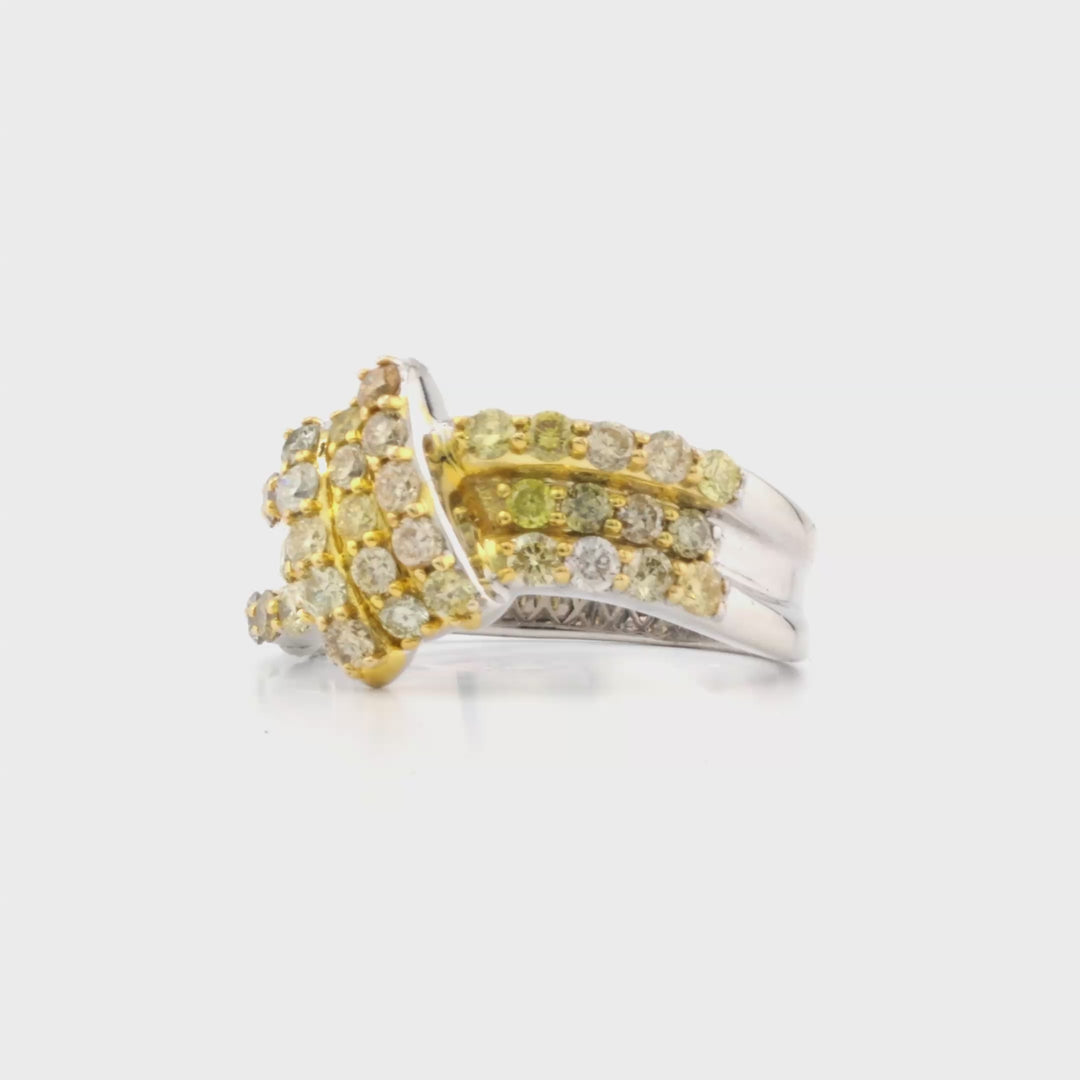1.25 Cts Multi Color Diamond Ring in 14K Two Tone