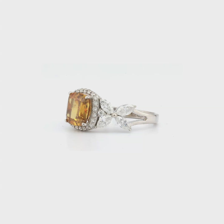 2.27 Cts Brown Diamond and White Diamond Ring in 14K White Gold