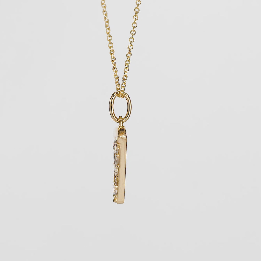 0.34 Cts White Diamond PIZZA Pendant in 14K Yellow Gold